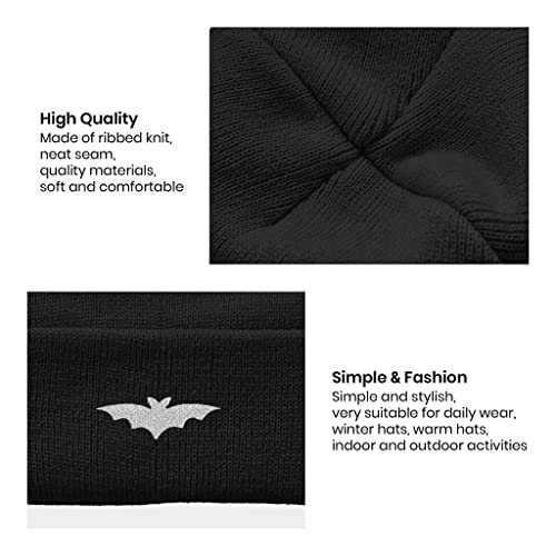 Image of Embroidery Goth Beanie Knit Hats for Men & Women, Embroidery Winter Hats Skull Cap