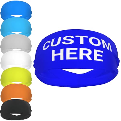 Image of Custom Sports Headband Custom Sweatband Bandana Add Your Image Logo Text Number. Bulk Custom Men Or Women Moisture Wicking Ventilate Elastic Headband
