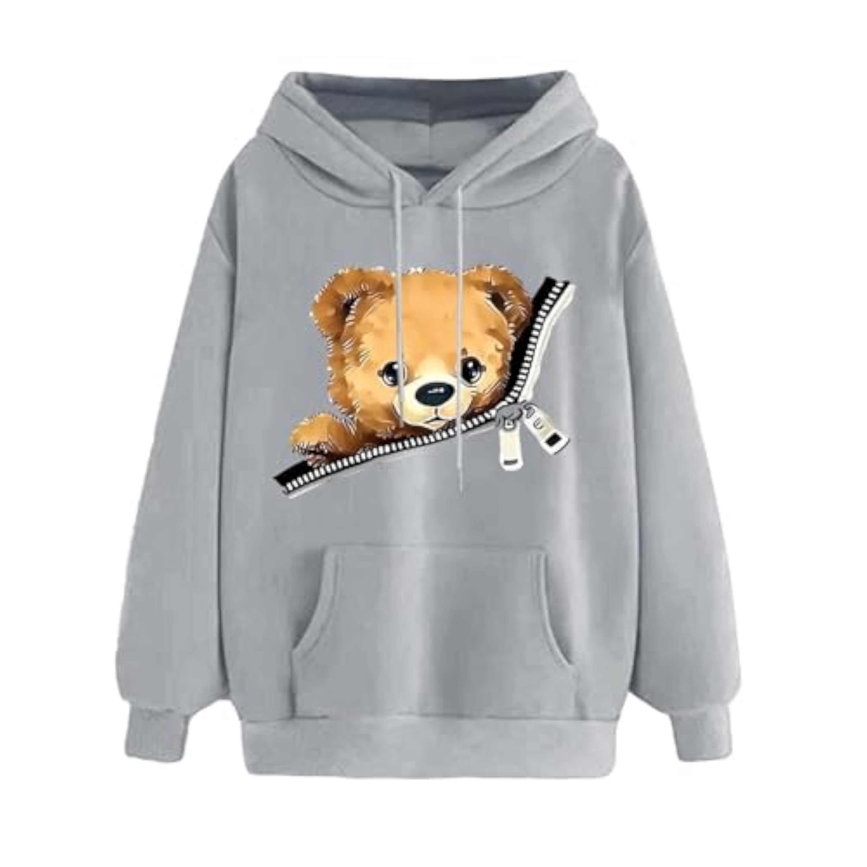 Sudadera con capucha para mujer con estampado de oso de peluche, sudadera cálida de manga larga, suéter kawaii harajuku estilo oso estampado sudadera con capucha para adolescentes niñas sudadera con