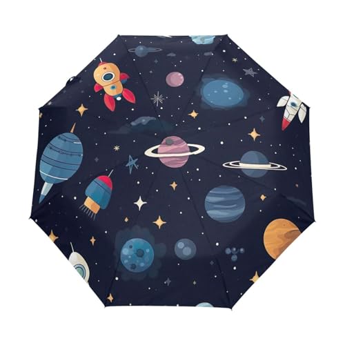 Parapluie bleu motif planètes GAIREG automatique femme