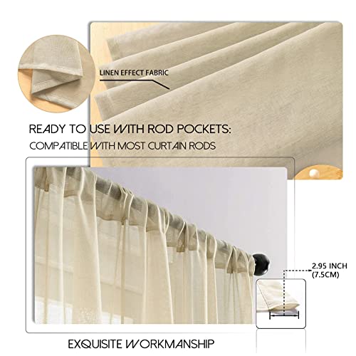 MRTREES Stores Gardine Grau Wohnzimmer Gardinen modern Schlaufenschal 2er Set 122×140cm (H×B) Vorhänge Leinenoptik halbtransparent Schals Vorhang kurz