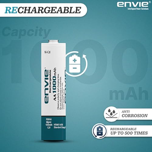 Image of Envies (ECR11MC + 1000 4PL) SprintX Ultra Fast Rechargeable Batteries Charger for AA & AAA Ni-Cd with 4xAA1000mah Rechargeable Batteries, with Over Charge Protection