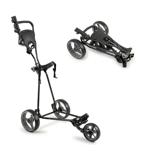 GYMAX Golf Trolley, Folding 3 Wheel Golf Push Cart (Grey)