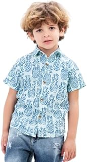 قميص بأكمام قصيرة بطباعة أناناس للأولاد من ريموندوس - لون بستاشيو