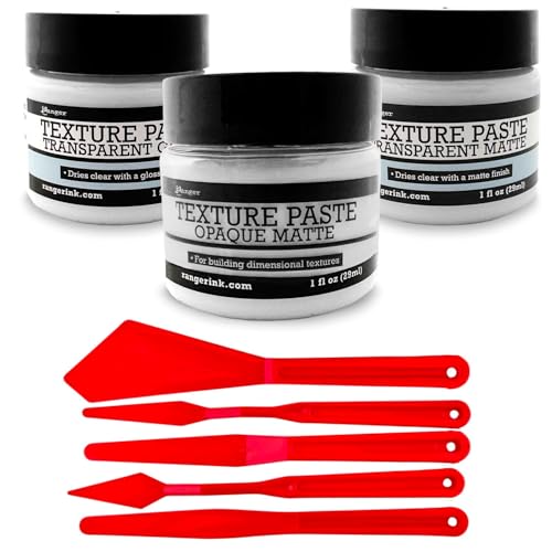 Ranger Texture Paste Set – Includes Opaque, Transparent Gloss, and