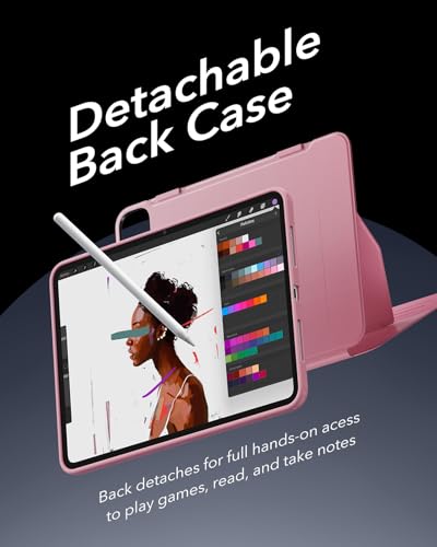 Image of ESR for iPad Pro 11 Inch Case (M5 /M4) 2025 /2024, Removable Magnetic Cover with Pencil Charging & Storage, Adjustable Portrait /Landscape Stand, 9 Standing Angles, Shift Series, Pink