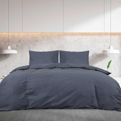 Parure de lit infroissable et légère en microfibre anthracite pour chambre moderne