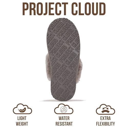Image of Project Cloud Genuine Leather Slippers for Women with Genuine Fur Lining, Non-Slip Indoor /Outdoor Clog Mule Slippers, Memory Foam Insole