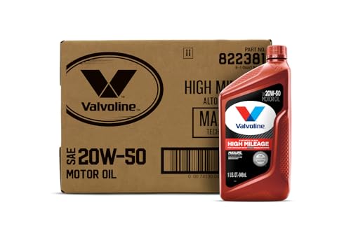 Image of Valvoline High Mileage with MaxLife Technology SAE 20W-50 Synthetic Blend Motor Oil 1 QT, Case of 6