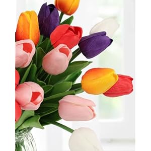 MACTING 30PCS Artificial Spring Tulips Fake Flowers Real Touch PU Faux Tulips for Floral Arrangement Table Centerpieces Wedding Party Kitchen Home Mothers Day Easter Decorations(Multi Colors-1) MACTING 30PCS Artificial Spring Tulips Fake Flowers Real Touch PU Faux Tulips for Floral Arrangement Table Centerpieces Wedding Party Kitchen Home Mothers Day Easter DecorationsMulti Colors 1
