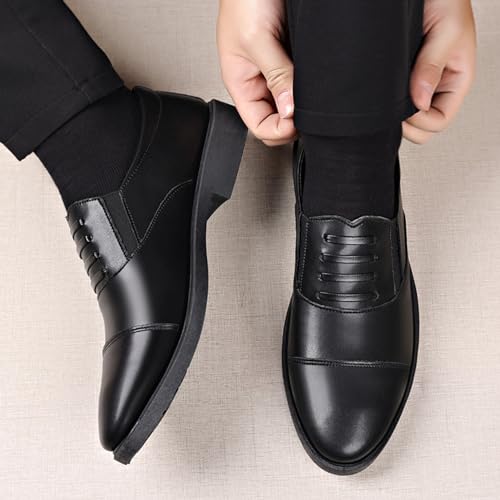 YZABEL Men's Leather Lace Up Platform Block Heel Classic Patent Leather Shoes for Men for Dating Prom Business Work4