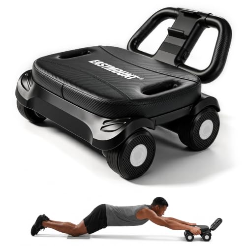 EAST MOUNT Ab Roller Wheel - Ab Roller with Elbow Support for Core Workout Belly Fat Automatic Rebound Abdominal Wheel for Women Men Home Gym Equipment (Black) by EAST MOUNT - Used condition - US$61.24