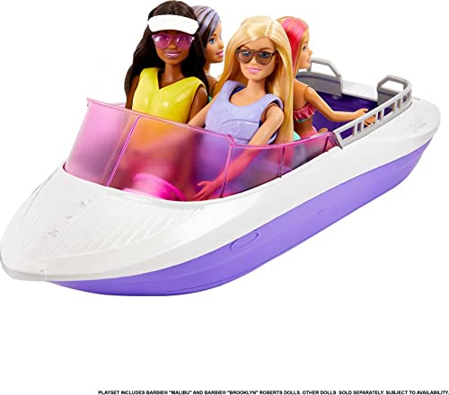 Barbie Mermaid Power Dolls & Toy Boat Playset, "Malibu" & "Brooklyn" In 18-In Floating Boat With See-Through Bottom & Accessories #TOP23