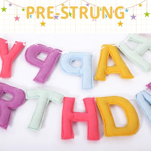 Image of Mindsoft Felt Happy Birthday Garland Rainbow Banner Reusable Happy Birthday Sign Party Supply for Party Decor(Bright Color,Normal)