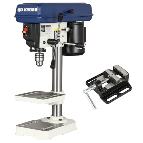 QK-KYOHO 8' Benchtop Drill Press - 3.1A Motor Drill Press Heavy-Duty Cast Iron Head - Bench Drill Press 5 Speed Adjustable (620-3100 RPM) - 0-45°Tilting&Height Adjustable Table Drill Presses