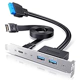 ineo USB 3.2 Gen 2x2 Type-C Frontpanel-Adapter mit PCIe-Halterung, 20 Gbit/s USB-C und Dual USB A 3.0 Ports, Motherboard-Header-Verlängerungskabel mit Typ-E-Key-A 20-poligen und 19-poligen Anschlüssen