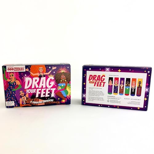 Drag Your Feet Box of 6 Individual Socks Unisex Oddsocks US 6-112