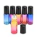 Gradient Color Roll On Bottles Thick Glass Empty Refillable Fragrance Perfume Essential Oil Glass Roller Bottles Metal Roller ball Bottle Container For Home Travel Use 5ml 6 Packs