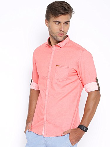 Image of SHOWOFF Men's Slim Fit Shirt (SankeshwarLenin1 Peach XL)