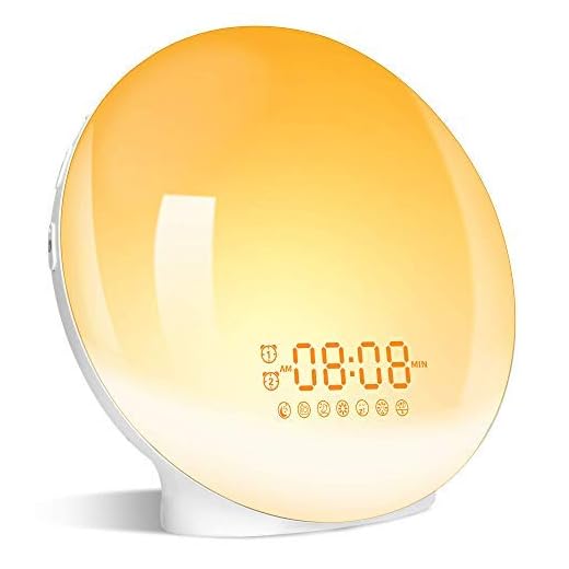 Wake- Up Light, LBell 7 Colored Night Light/Sunrise Simulation & Sleep Aid, Dual Alarm Clock with FM Radio, 7 Natural Sounds and Snooze for Kids Adults Bedrooms/Night Light Ambiance