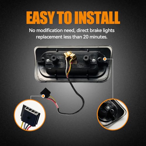 Image of Third 3rd Brake Light LED for 1994-2003 Chevy S10 /GMC Sonoma Standard /Regular /Crew Cab, High Mount Rear Brake Lights Assembly, Waterproof Center Cab Lamp Stop Light (Not for Extended Cab)