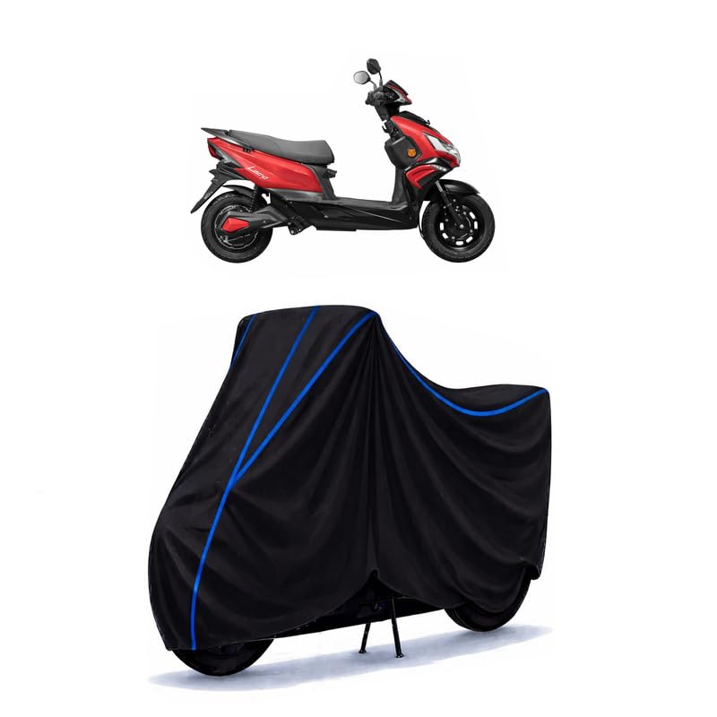 Image of Scooty Cover Water Resistant for Hop Leo Electric | Universal Scooter & Bike Cover | Heavy Duty UV Dust, Rain & Scratch Protection | Elastic Fit All Weather Indoor Outdoor | Black with Blue Piping