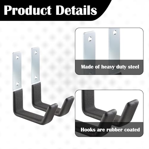 J Form Garage Haken,2 Stück Schwerlast Wandhaken,Utility-Haken für Garagenwand,Schwarz Universalhaken zum Schrauben,Wandhaken Garage,Schwerlasthaken zum Aufhängen,Sperrige Artikel Wandhalterung