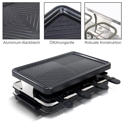 Raclette 8 Personen - Raclette Grill Antihaft, 8 Pfännchen, 1300 W – Bild 5