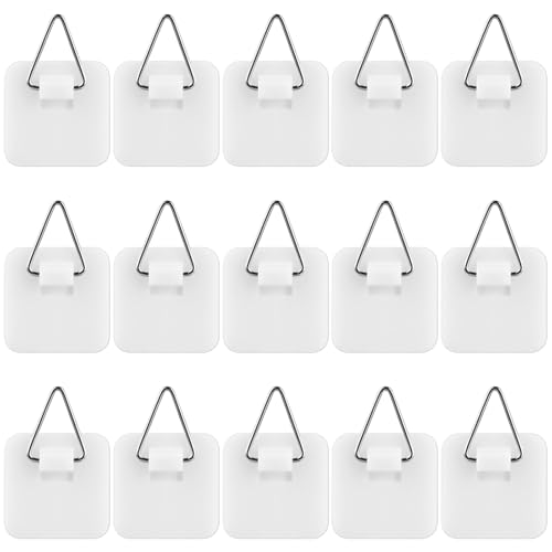 simarro 15 unidades de colgadores de cuadros autoadhesivos, ganchos cuadrados para pegar imágenes, colgar sin taladrar, colgador de clavos adhesivos para fotos, puzles, pósteres, fotos, pinturas