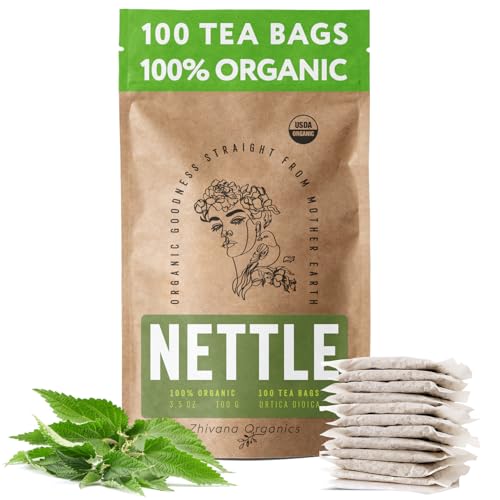 Nettle Tea Organic (100 Tea Bags) - Stinging Nettle Leaf TeaBags (Urtica Dioica) - Te de Ortiga Verde Organica - Support Digestion, Fluid Balance, Kidney, Skin, Hair