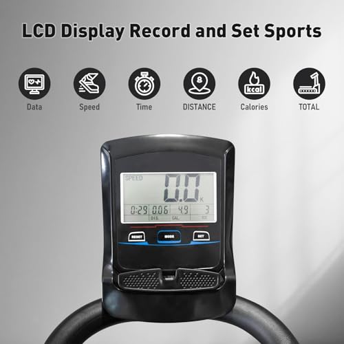 Image of Novastra 8-Level Resistance Curved Manual Treadmill, LCD Display Non-Electric Cardio Fitness Equipment, Anaerobic Running Machine for Home Gym Indoor Training and Workout