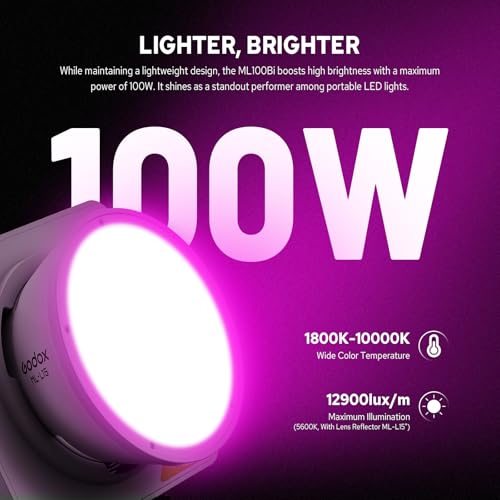 Image of Godox ML100R RGB COB Video Light, Portable Handheld Mini COB Continuous