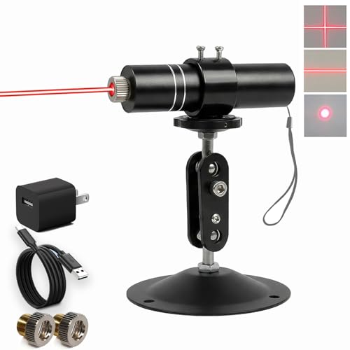 Three-Head Red Laser Level with 2M Charger | 650nm Cross/Linear Laser Generator | Rechargeable Alignment Tool for Woodworking Construction & Fabric Cutting (Base & AC/DC Adapter) Red Line