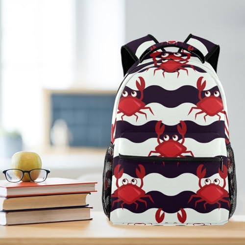 Sac à dos d'école crabe en chevron multicolore 29x20x40cm pour ados et filles - 5