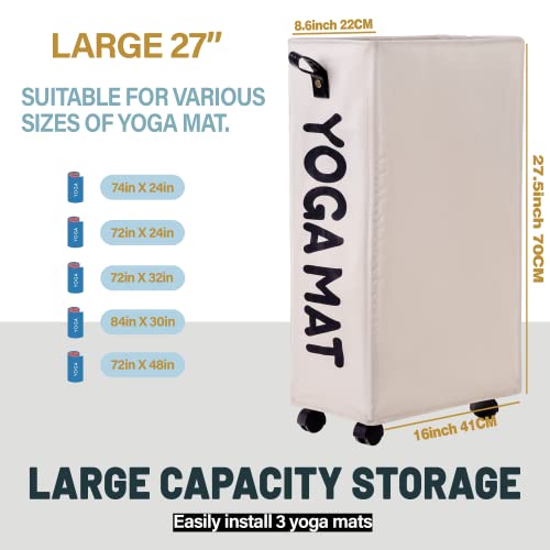 Twira Yoga Mat Storage Racks, Home Gym Storage Rack For Foam Roller, Yoga Strap And Resistance Bands, Workout Equipment Corner Yoga Mat Holder With Wheels（White） #TOP1