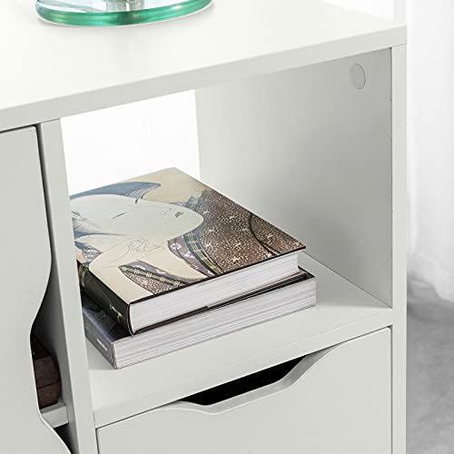 Miniatura 6 de Sobuy Mueble Impresora Mesa Para Impresora Con Ruedas Cajonera Oficina Con 2 Cajones, 1 Puerta Y 1 Estante Abierto Mueble Archivador Armario Oficina Blanco 60x35x70cm Fbt105-W