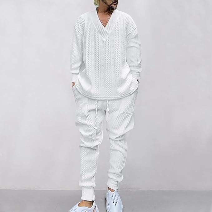 [Ａｓｎｉｍａｎ] ジャージ上下セット メンズ 秋服 長袖 Tシャツカットソー+ロングパンツ カジュアル Vネック ビッグサイズ 快