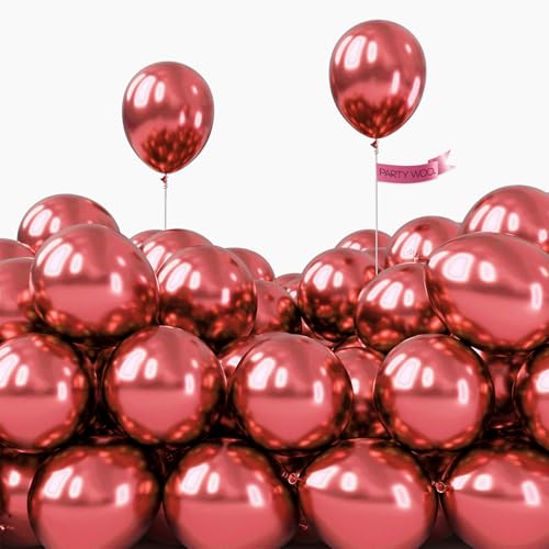 Image of PartyWoo Metallic Pink Balloons 100pcs 5 Inch Chrome Hot Pink Magenta Fuchsia Balloons for Birthday Anniversary Bachelorette Wedding Baby Shower Gender Reveal 1950s Party Decorations Pink-G104