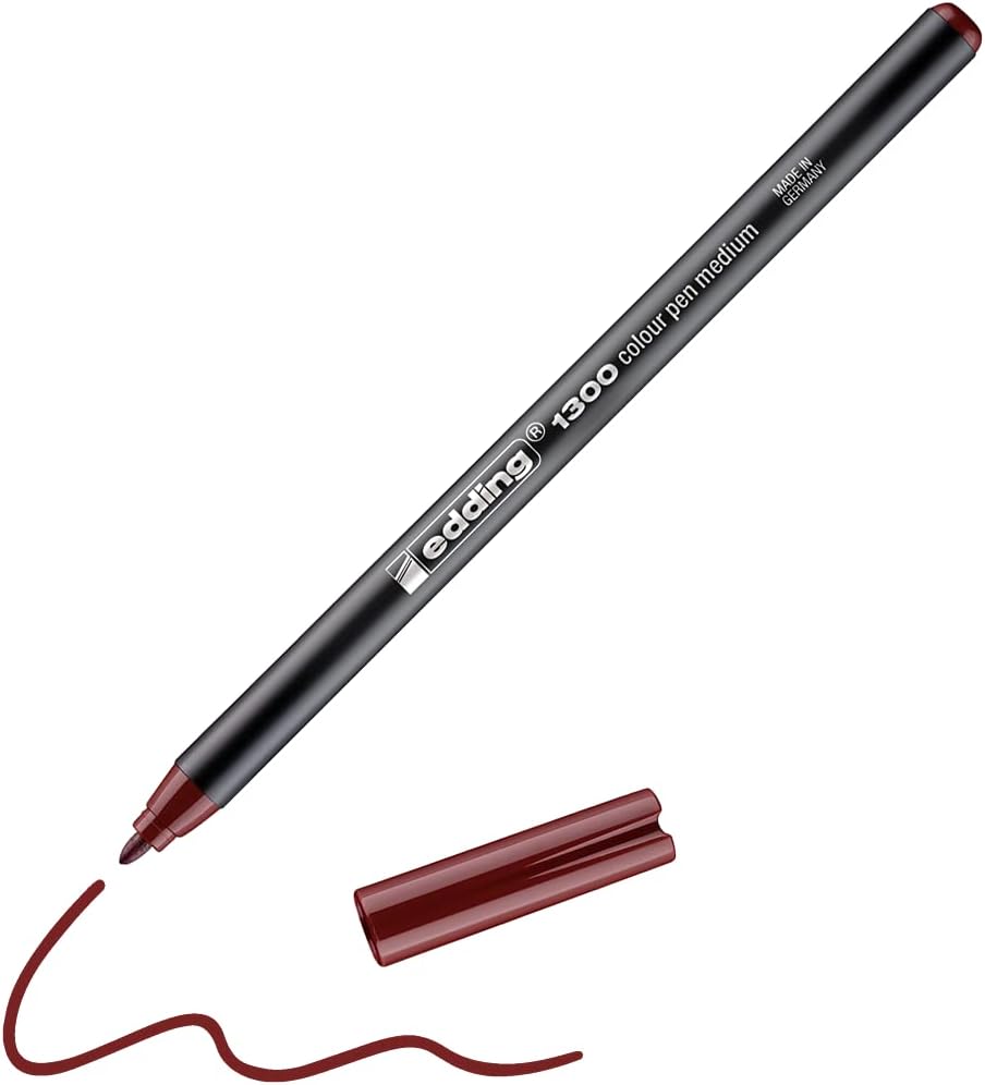 edding 1300 Colour Pen Medium - Black - 1 Pen - Round Nib 2 mm - Felt Pen for Drawing and Writing - Felt Pen for School, Mandalas, Bullet journals