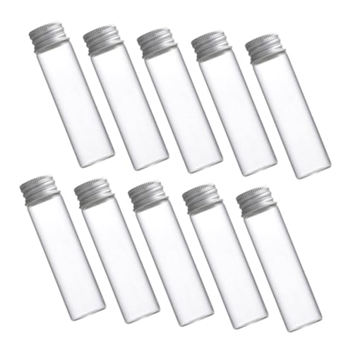 PRETYZOOM 50pcs Small Glass Bottles Aluminum Lids Leakproof Airtight for Ink Pigment Powder