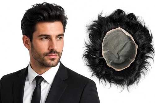 Image of EUPHORIA European Full Lace Hair Patch for Men | 0.03 mm Ultra Thin Lace Base | 100% Human Hair Toupee | Undetectable Hairline | Breathable Non-Surgical Replacement System | (Brown, 8x6)