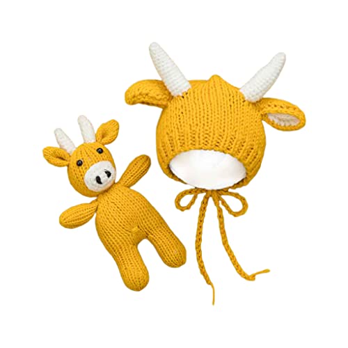 2 Pieces/Set Newborn Photography Yellow Cow Hat for Baby Photography Props for Baby Photography Baby