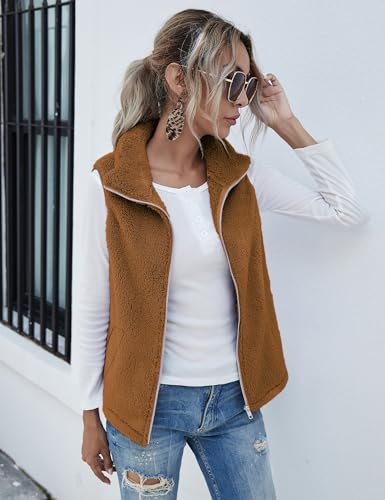 Raphin Mantel Damen Herbst Fleece Warm Mode Lässig Fleecepulli Damen Hohe Qualität Superweich Damen Fleecejacke(Braun,L)