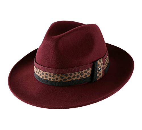 Bon Clic Bon Genre Chapeau Fedora Pliable, imperméable, Feutre Homme ou Femme Léo - Taille 57 cm - Bordeaux Cover