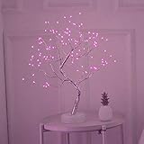  Luz del Arbol de Los Bonsais, SUNJULY LED USB 3D Lámpara de Mesa con Adaptador de Corriente Enchufable Para el Hogar Holiday Holiday Habitación Interior para Niños, Rosa