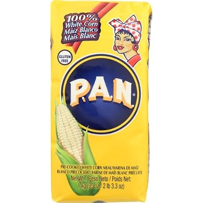 P.A.N. White Corn Meal Pre-cooked Gluten Free and Kosher Flour for Arepas 2.2 lb/Pack of 6