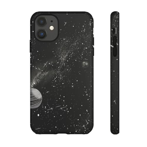 Coque iPhone 11 rigide antichoc système solaire noir brillant anti rayure