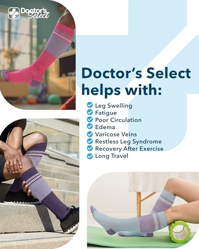 Image of Doctor's Select Bamboo Viscose Light Compression Socks for Women & Men - 3 Pairs, 8-15 mmHg Compression Socks, Knee High