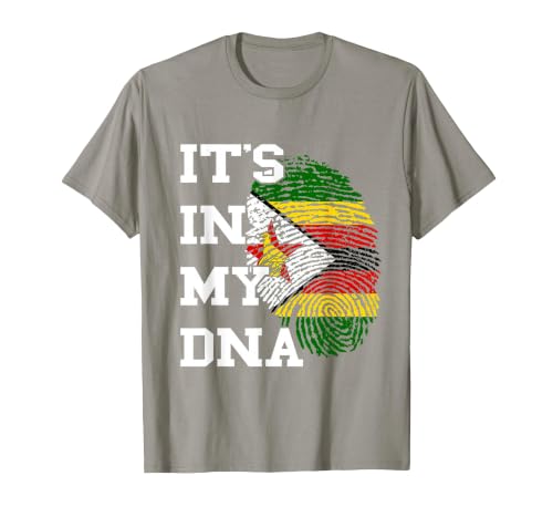 Zimbabwe Flag It's in My DNA Thumbmark Zimbabwean Roots T-Shirt, Men, Slate Grey, X-Large