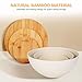 ShineMe Salad Bowl with Lid, Natural Bamboo Fiber Serving Bowls Set of 3 with Bamboo Wood Lids, Beige Mixing Bowls Set for Preparing, Storing and Serving Salad Fruit Chips Bread(10